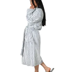 Sensei Maison Peignoir polaire homme femme côtelé extra doux Blanc/Denim S KASH* Peignoir De Bain