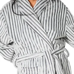 Sensei Maison Peignoir polaire homme femme côtelé extra doux Blanc/Anthracite M KASH* Peignoir De Bain