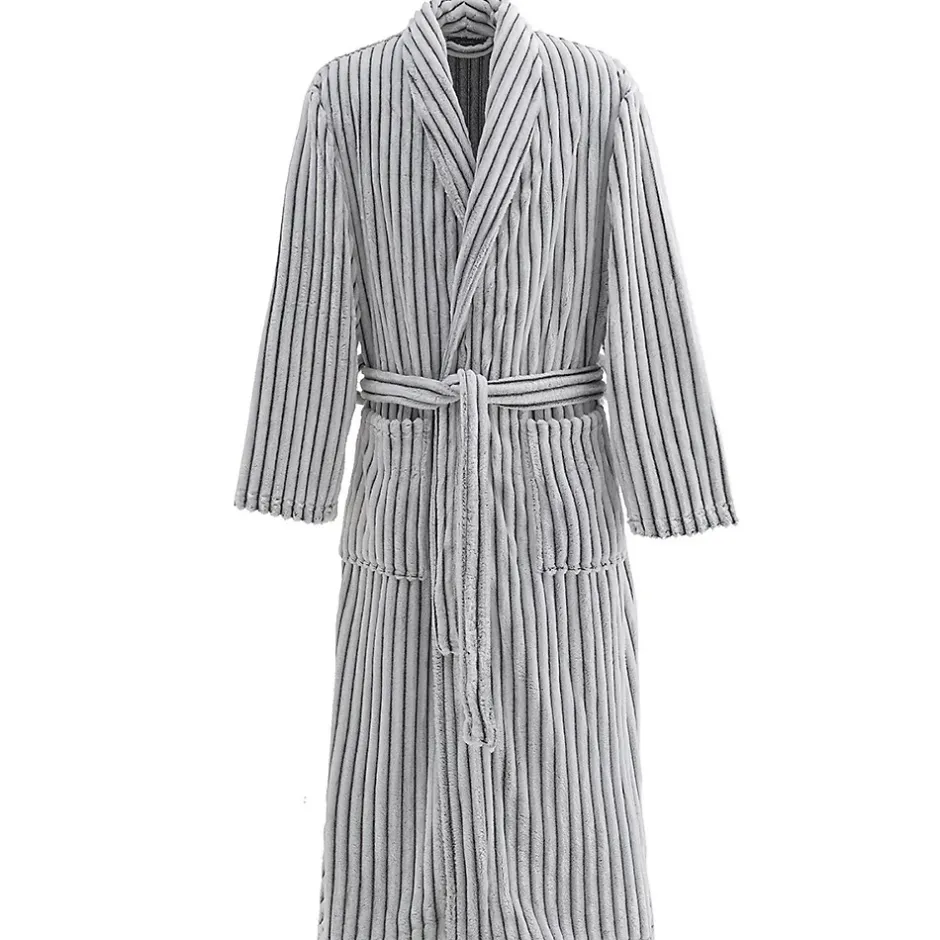 Sensei Maison Peignoir polaire homme femme côtelé extra doux Blanc/Anthracite S KASH* Peignoir De Bain