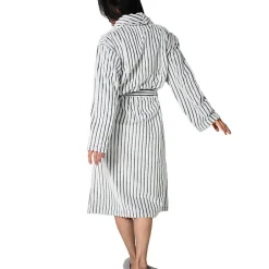 Sensei Maison Peignoir polaire homme femme côtelé extra doux Blanc/Anthracite S KASH* Peignoir De Bain