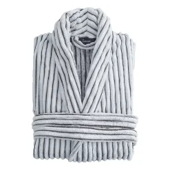 Sensei Maison Peignoir polaire homme femme côtelé extra doux Blanc/Anthracite XL KASH* Peignoir De Bain