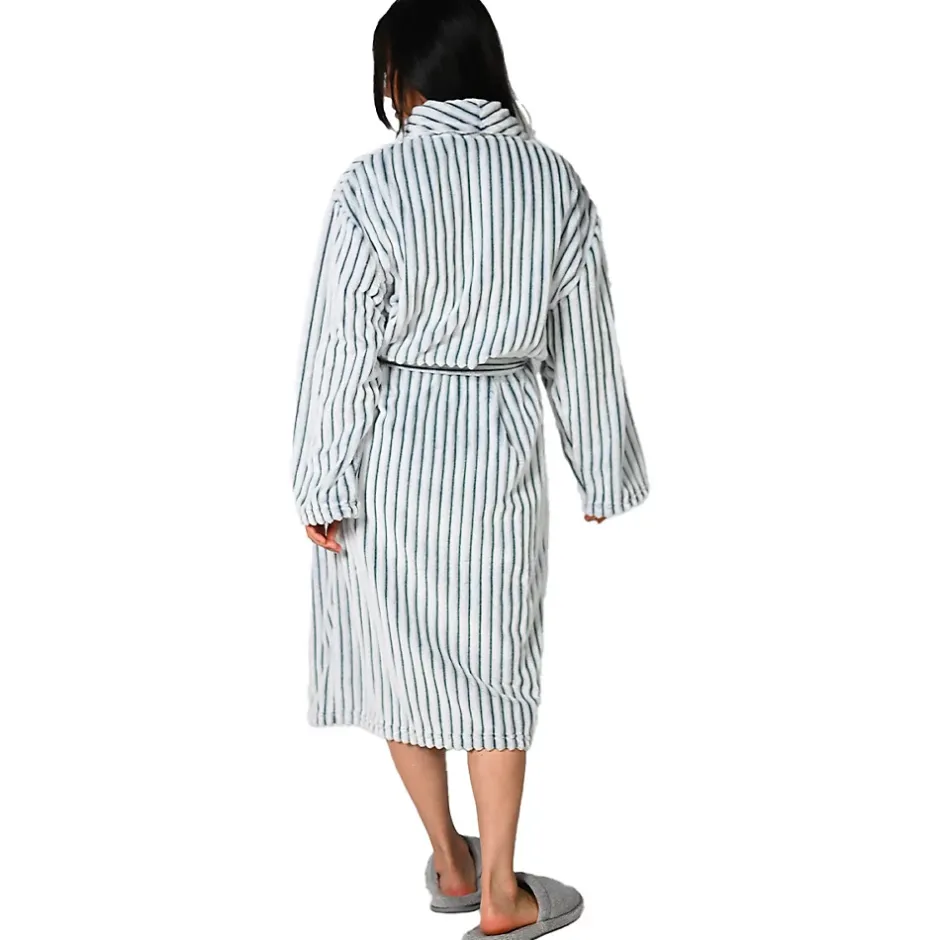 Sensei Maison Peignoir polaire homme femme côtelé extra doux Blanc/Denim M KASH