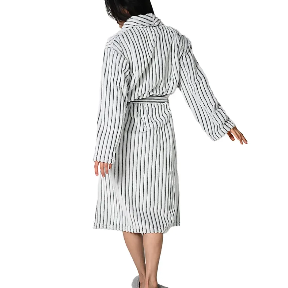 Sensei Maison Peignoir polaire homme femme côtelé extra doux Blanc/Anthracite L KASH* Peignoir De Bain