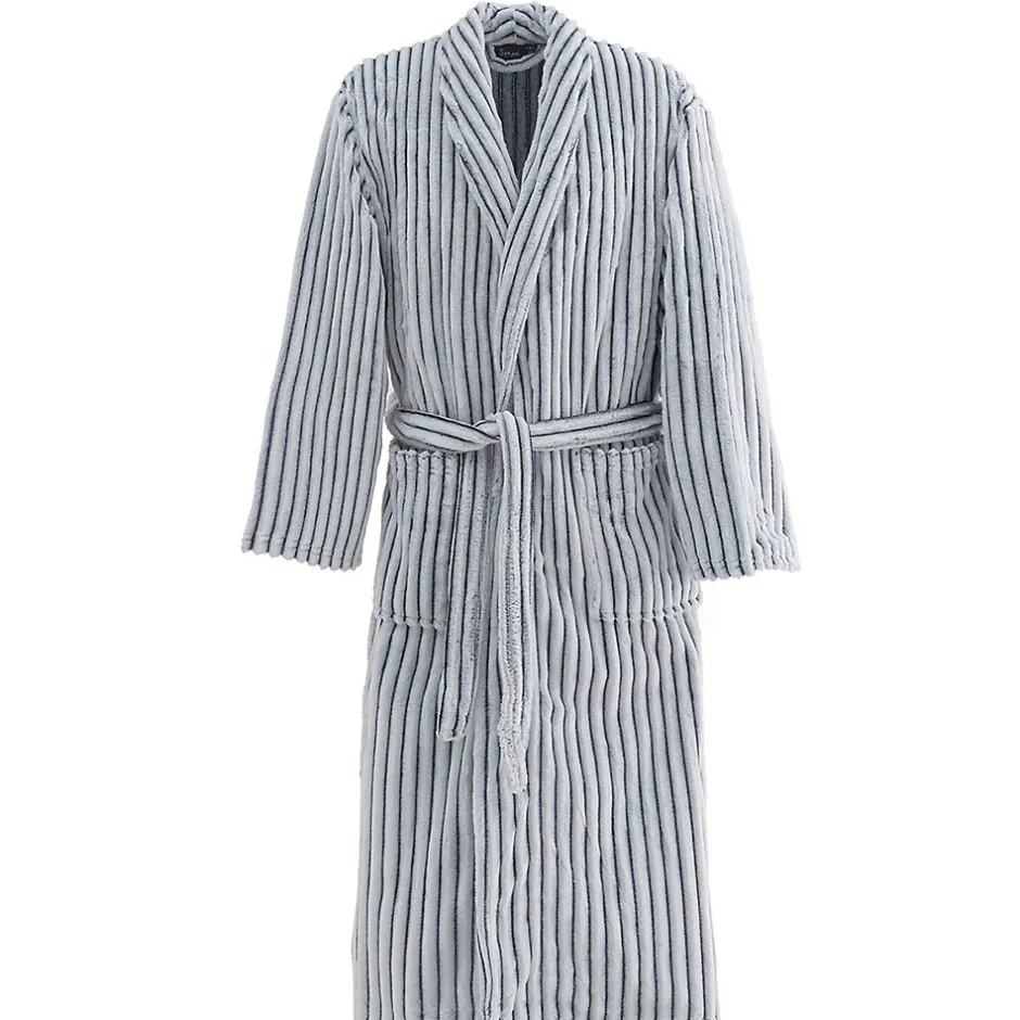 Sensei Maison Peignoir polaire homme femme côtelé extra doux Blanc/Denim XL KASH