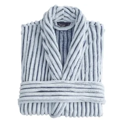 Sensei Maison Peignoir polaire homme femme côtelé extra doux Blanc/Denim XL KASH