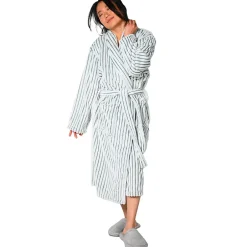 Sensei Maison Peignoir polaire homme femme côtelé extra doux Blanc/Lichen S KASH