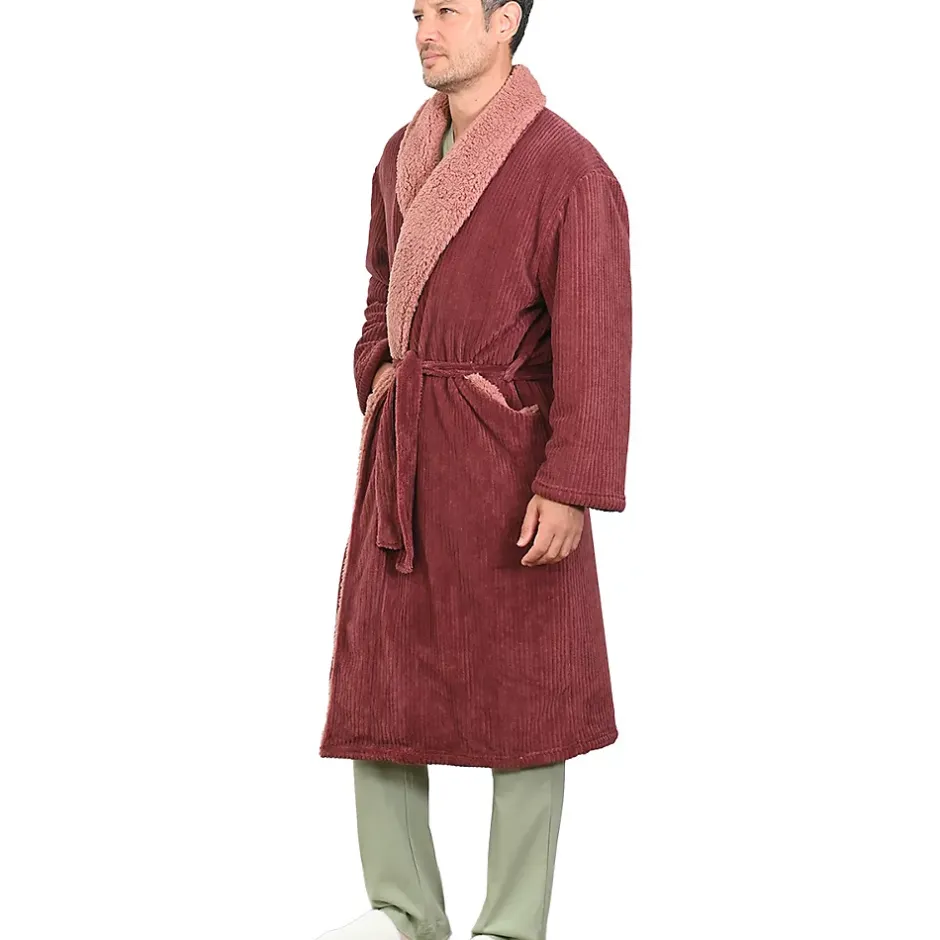 Sensei Maison Peignoir polaire mixte côtelé ultra chaud Terre Brulée 5 - XXL NOTTING HILL* Peignoir De Bain