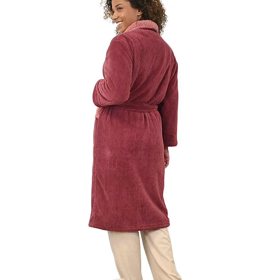 Sensei Maison Peignoir polaire mixte côtelé ultra chaud Terre Brulée 5 - XXL NOTTING HILL* Peignoir De Bain