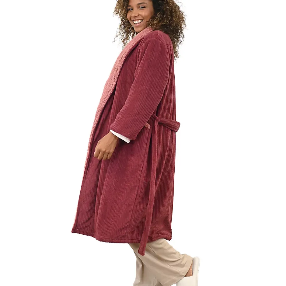 Sensei Maison Peignoir polaire mixte côtelé ultra chaud Terre Brulée 5 - XXL NOTTING HILL* Peignoir De Bain