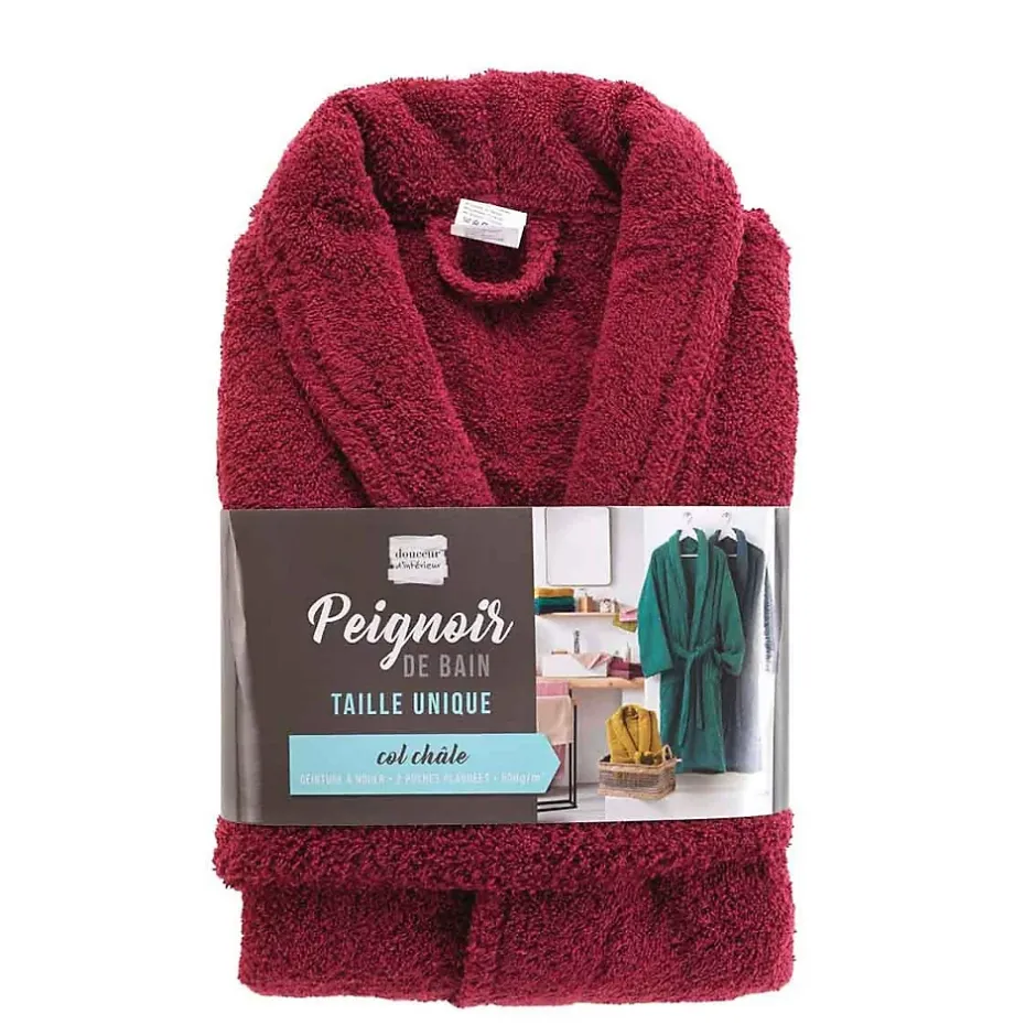 Douceur D'Intérieur Peignoir uni à col châle (Taille Unique - Rouge)
