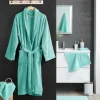 Douceur D'Intérieur Peignoir uni à col châle (Taille Unique - Céladon)* Serviette De Bain