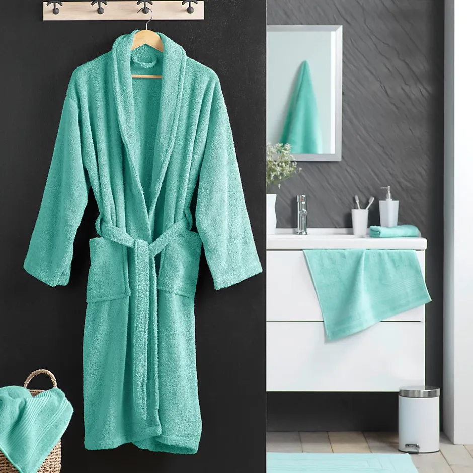 Douceur D'Intérieur Peignoir uni à col châle (Taille Unique - Céladon)* Serviette De Bain