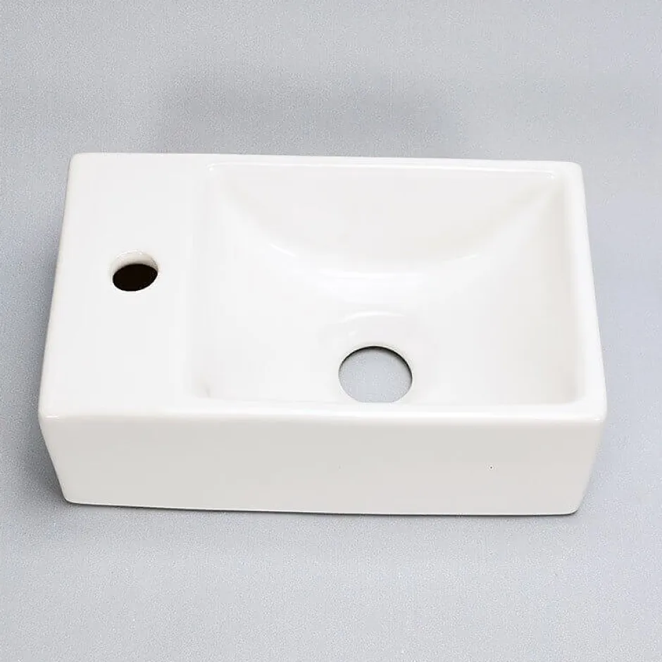 Rue Du Bain Petit lave main Gain de Place Gauche - Céramique - 30x20 cm - Essento