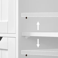 Calicosy Petit meuble de rangement 1 porte et 3 tiroirs blanc - L60 cm* Etagère Salle De Bains