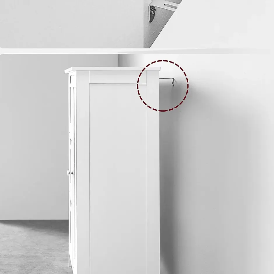 Calicosy Petit meuble de rangement 1 porte et 3 tiroirs blanc - L60 cm* Etagère Salle De Bains