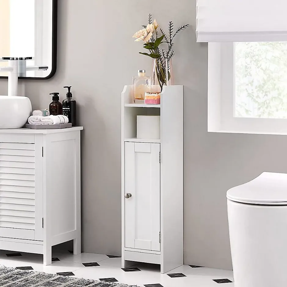 Calicosy Petit meuble de rangement 1 niche, 1 porte, 1 étagère - H80 cm* Etagère Salle De Bains