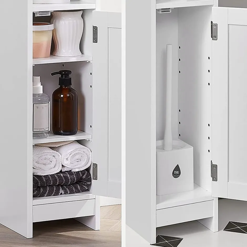 Calicosy Petit meuble de rangement 1 niche, 1 porte, 1 étagère - H80 cm* Etagère Salle De Bains