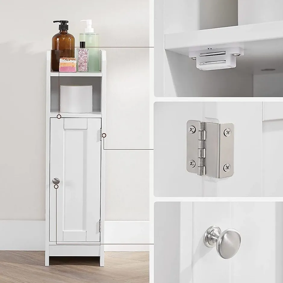 Calicosy Petit meuble de rangement 1 niche, 1 porte, 1 étagère - H80 cm* Etagère Salle De Bains