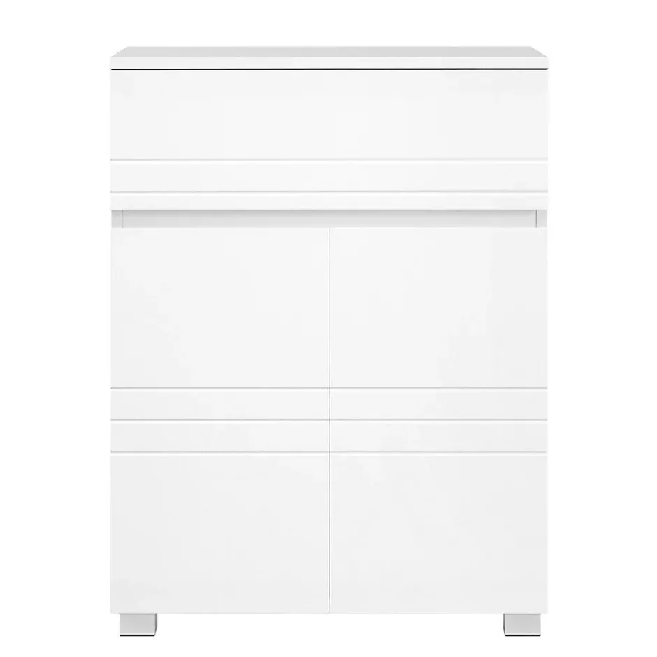 Calicosy Petit meuble de rangement 1 tiroir et 2 portes blanc laqué - H80 cm