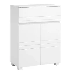 Calicosy Petit meuble de rangement 1 tiroir et 2 portes blanc laqué - H80 cm