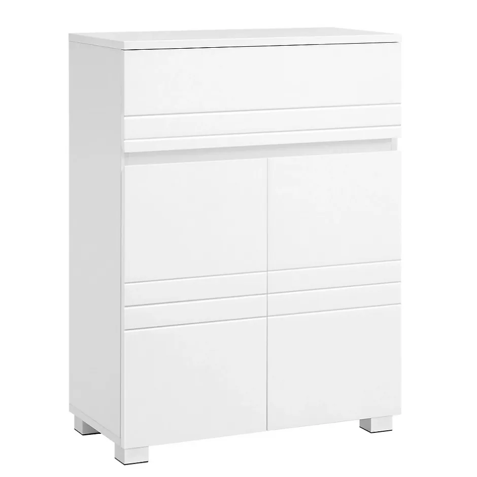 Calicosy Petit meuble de rangement 1 tiroir et 2 portes blanc laqué - H80 cm