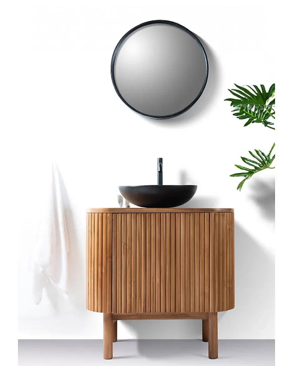 Uniqka Petit meuble salle de bain en bois de teck 1 porte -