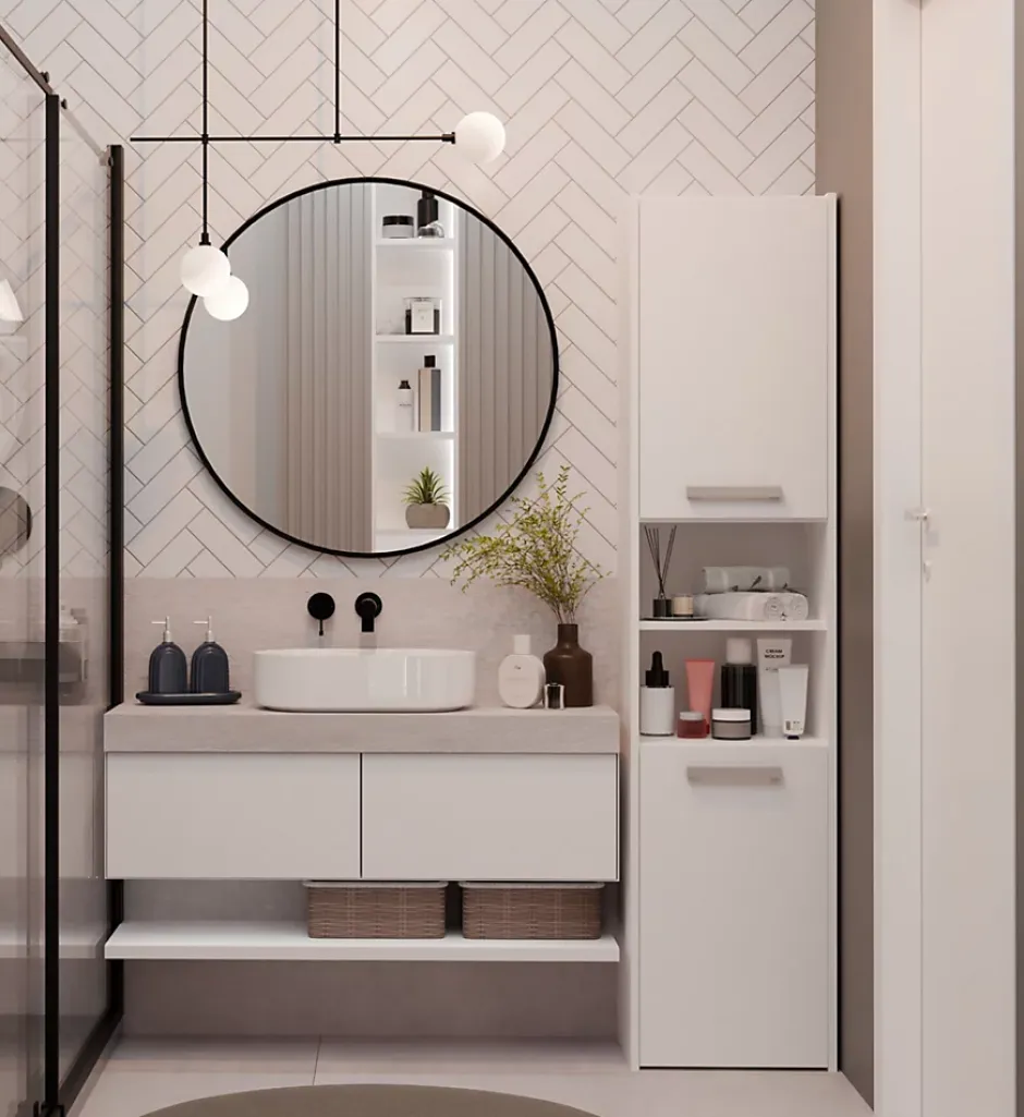 Topeshop PISA 40 - Colonne de salle de bain 30x40x170 - Meuble salle de bain - Rangement salle de bain - Colonne rangement