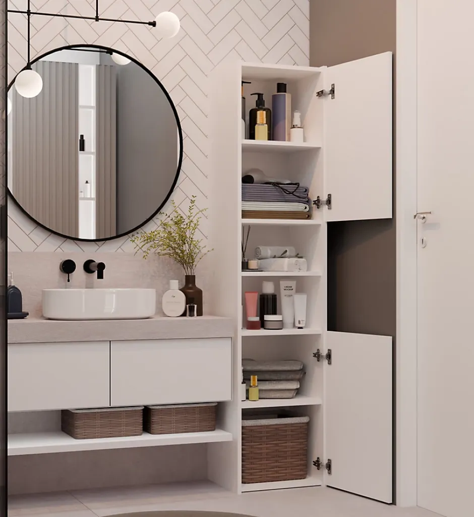 Topeshop PISA 40 - Colonne de salle de bain 30x40x170 - Meuble salle de bain - Rangement salle de bain - Colonne rangement