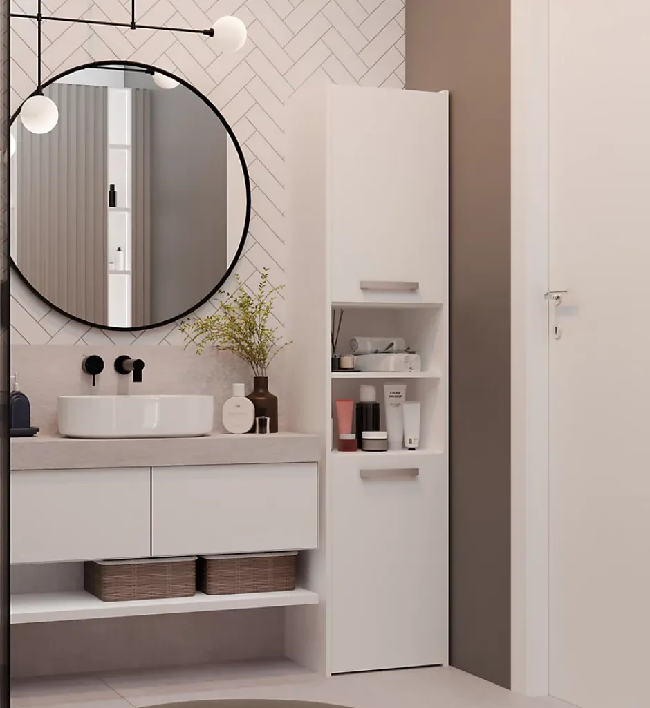 Topeshop PISA 40 - Colonne de salle de bain 30x40x170 - Meuble salle de bain - Rangement salle de bain - Colonne rangement