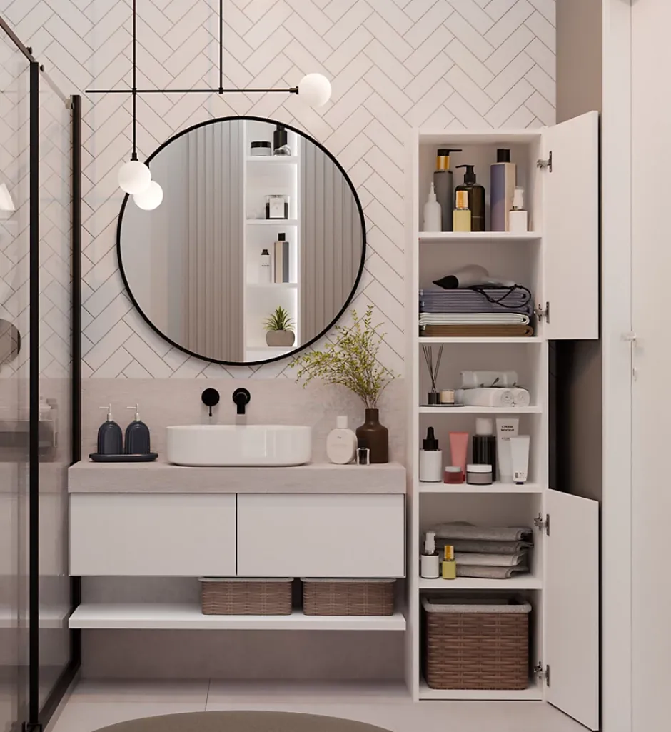 Topeshop PISA 40 - Colonne de salle de bain 30x40x170 - Meuble salle de bain - Rangement salle de bain - Colonne rangement