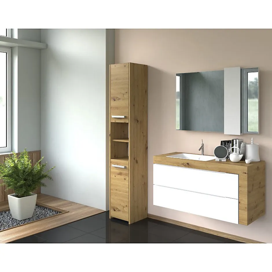 Autres PISA - Armoire Colonne de salle de bains - 170x30x30 cm - Meuble rangement salle de bains