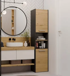 Topeshop PISA - Armoire de salle de bains style moderne -170x40x30cm - Meuble colonne de rangement SDB