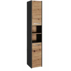 Topeshop PISA - Armoire de salle de bains - 170x30x30 cm - Colonne de rangement SDB - Aspect bois