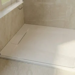 Ceramica PixL 120x90 cm receveur de douche rectangulaire à poser en résine composite avec surface effet pierre, blanc (CERAPX12090W)