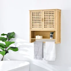 [En.Casa] Placard mural Borlänge avec porte-serviette 66 x 62 x 20 cm en.casa* Meuble De Salle De Bains Faible Profondeur