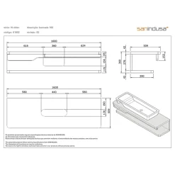 Sanindusa Plan de toilette à 2 niveaux pré-percé pour vasque à poser HI-dden 160 blanc* Plan Simple Vasque