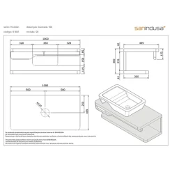 Sanindusa Plan de toilette à 2 niveaux pré-percé pour vasque poser HI-dden 100 blanc (vasque et porte serviette non inclus)