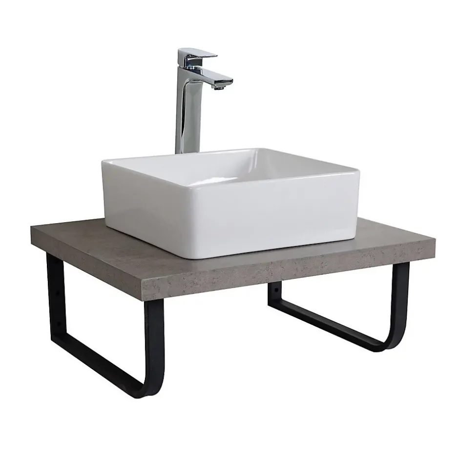 Mob-In Plan de toilette suspendu pour vasque WILL - 60 cm avec équerres métal