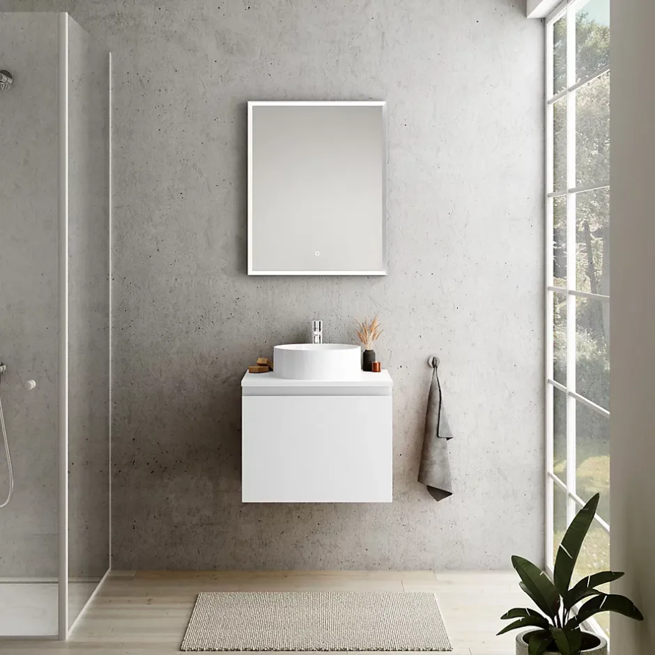 Ipiemme SRL Plan de toilette blanc L.60 x l.51,5 x ép.2 cm, Pura+