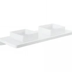 Sanindusa Plan de toilette blanc pour 2 vasques ou 2 lavabos à poser 160x50 pré-percés 2 trous pour bonde Emma 160 blanc* Plan Double Vasque
