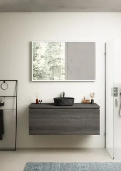 Ipiemme SRL Plan de toilette effet chêne Metz L.120 x l.51,5 x ép.2 cm, Pura+