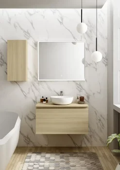 Ipiemme SRL Plan de toilette effet chêne L.90 x l.51,5 x ép.2 cm, Pura+