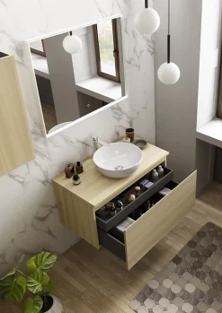 Ipiemme SRL Plan de toilette effet chêne L.90 x l.51,5 x ép.2 cm, Pura+