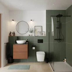 GoodHome Plan de toilette effet marbre vert L.60 x l.45 x ép.2 cm, Cadélia* Plan De Travail Salle De Bains|Plan De Travail Buanderie