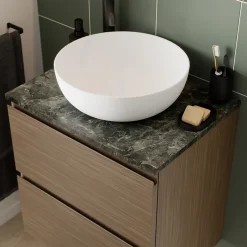 GoodHome Plan de toilette effet marbre vert L.60 x l.45 x ép.2 cm, Cadélia* Plan De Travail Salle De Bains|Plan De Travail Buanderie