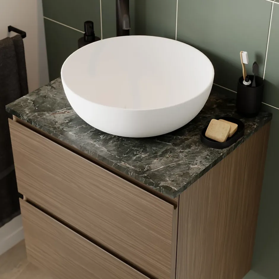 GoodHome Plan de toilette effet marbre vert L.60 x l.45 x ép.2 cm, Cadélia* Plan De Travail Salle De Bains|Plan De Travail Buanderie