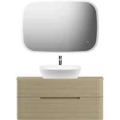 Plan de toilette en mélaminé décor bois naturel Alba 119,5 cm
