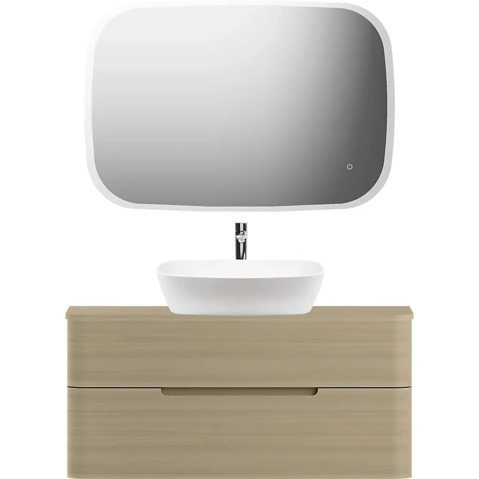 Plan de toilette en mélaminé décor bois naturel Alba 119,5 cm