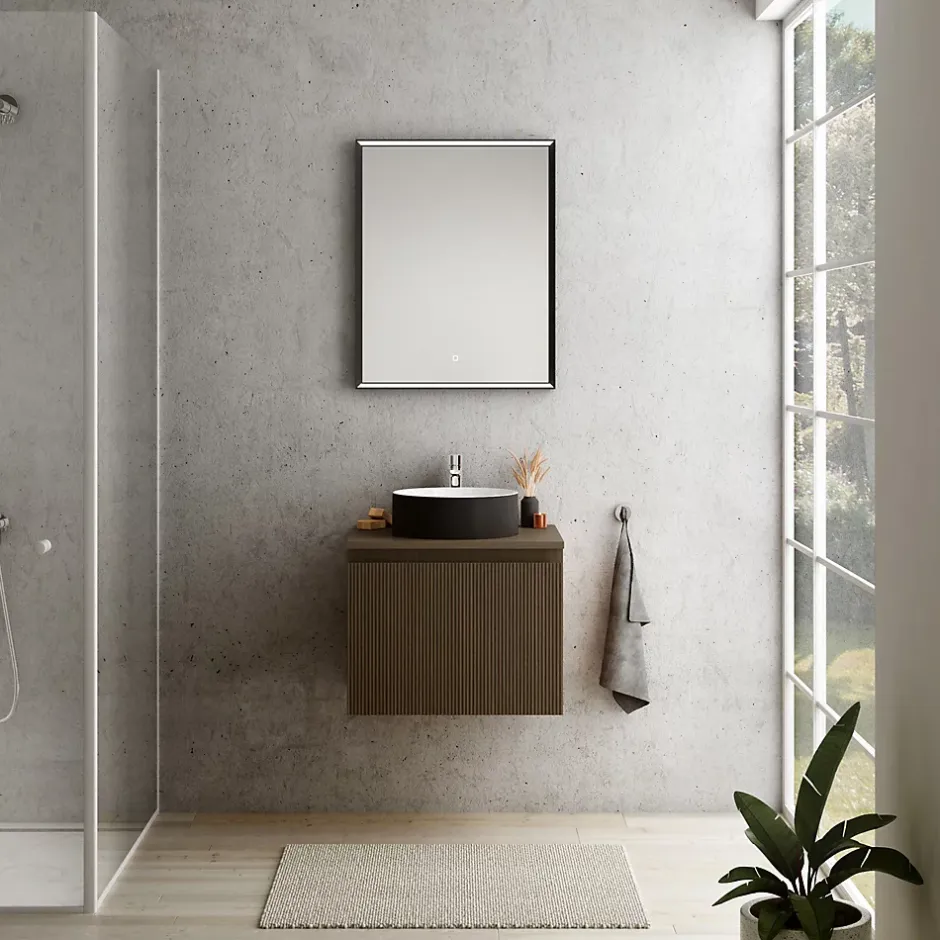Ipiemme SRL Plan de toilette finition effet noyer L.60 x l.51,5 x ép.2 cm, Pura+* Plan De Travail Buanderie|Plan De Travail Salle De Bains