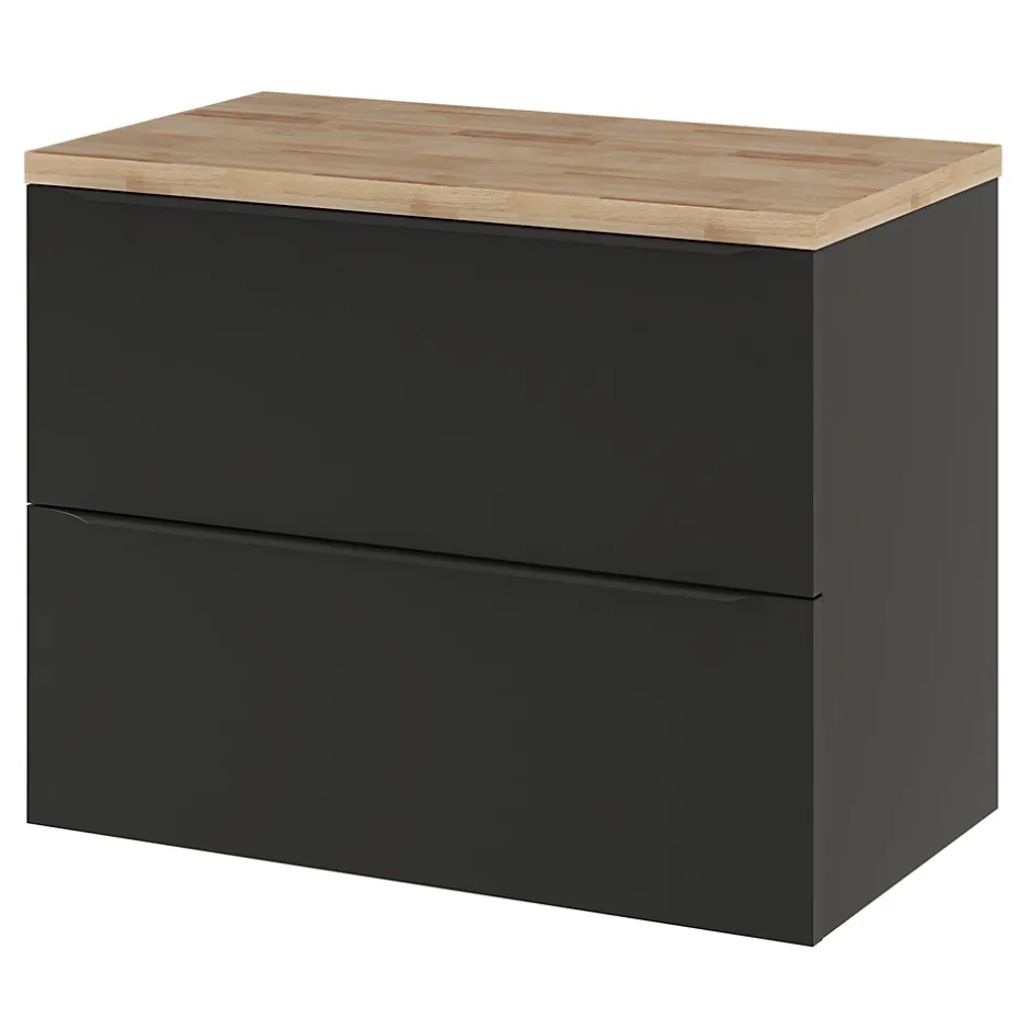 GoodHome Plan de toilette Hartland L. 80 cm chêne